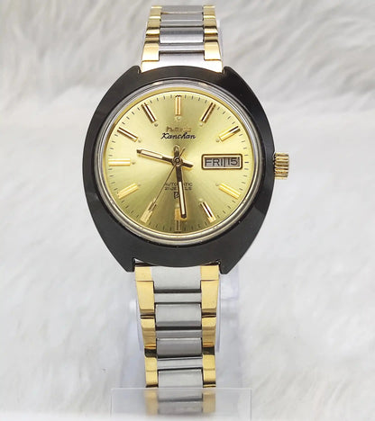 HMT Kanchan 21 Jewels Golden Dial Day Date Feature Automatic