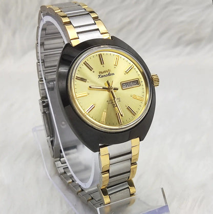HMT Kanchan 21 Jewels Golden Dial Day Date Feature Automatic