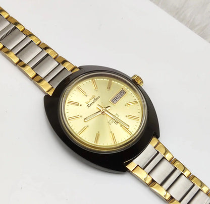 HMT Kanchan 21 Jewels Golden Dial Day Date Feature Automatic