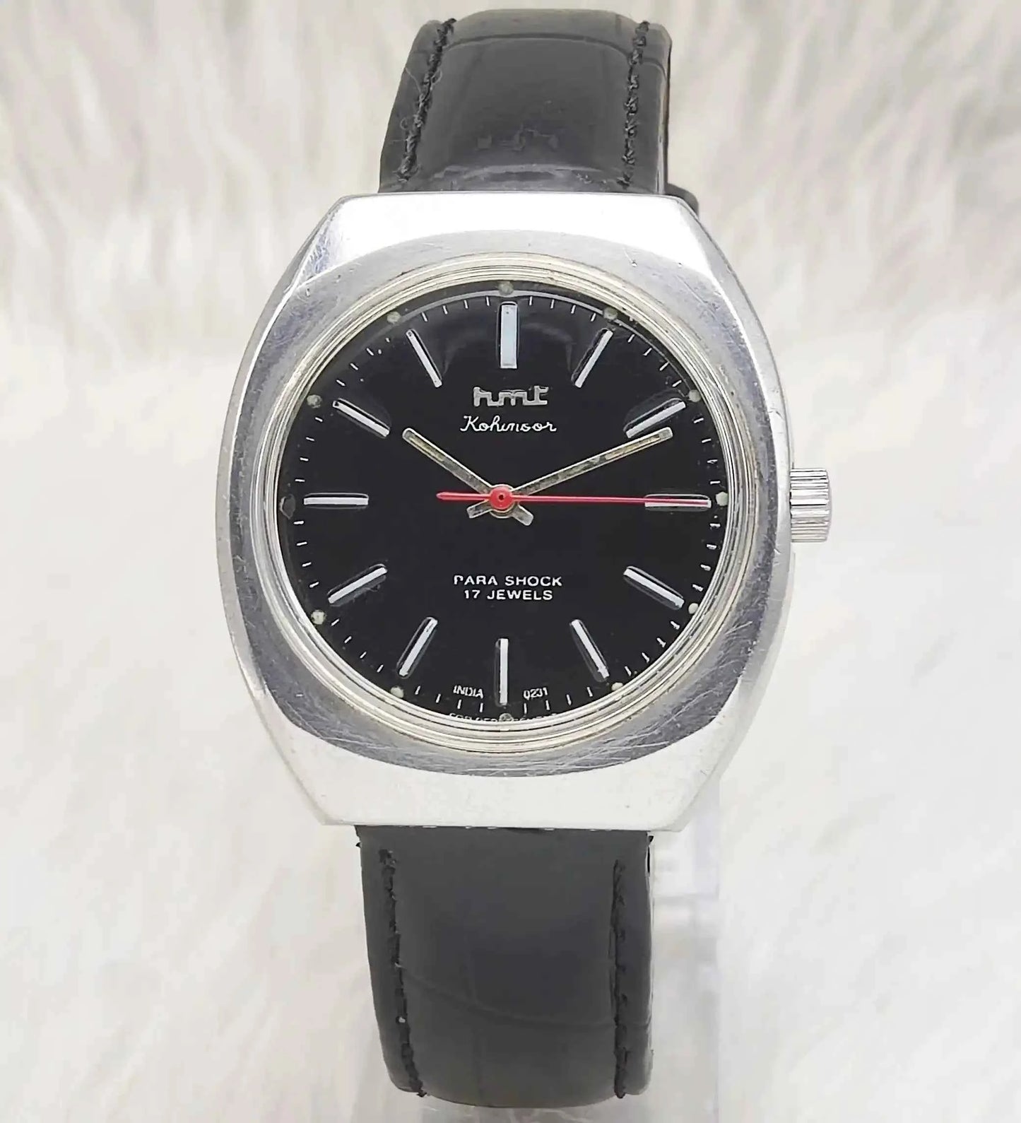 HMT Kohinoor 17 Jewels Black Dial Handwinding Stick Indices Watch