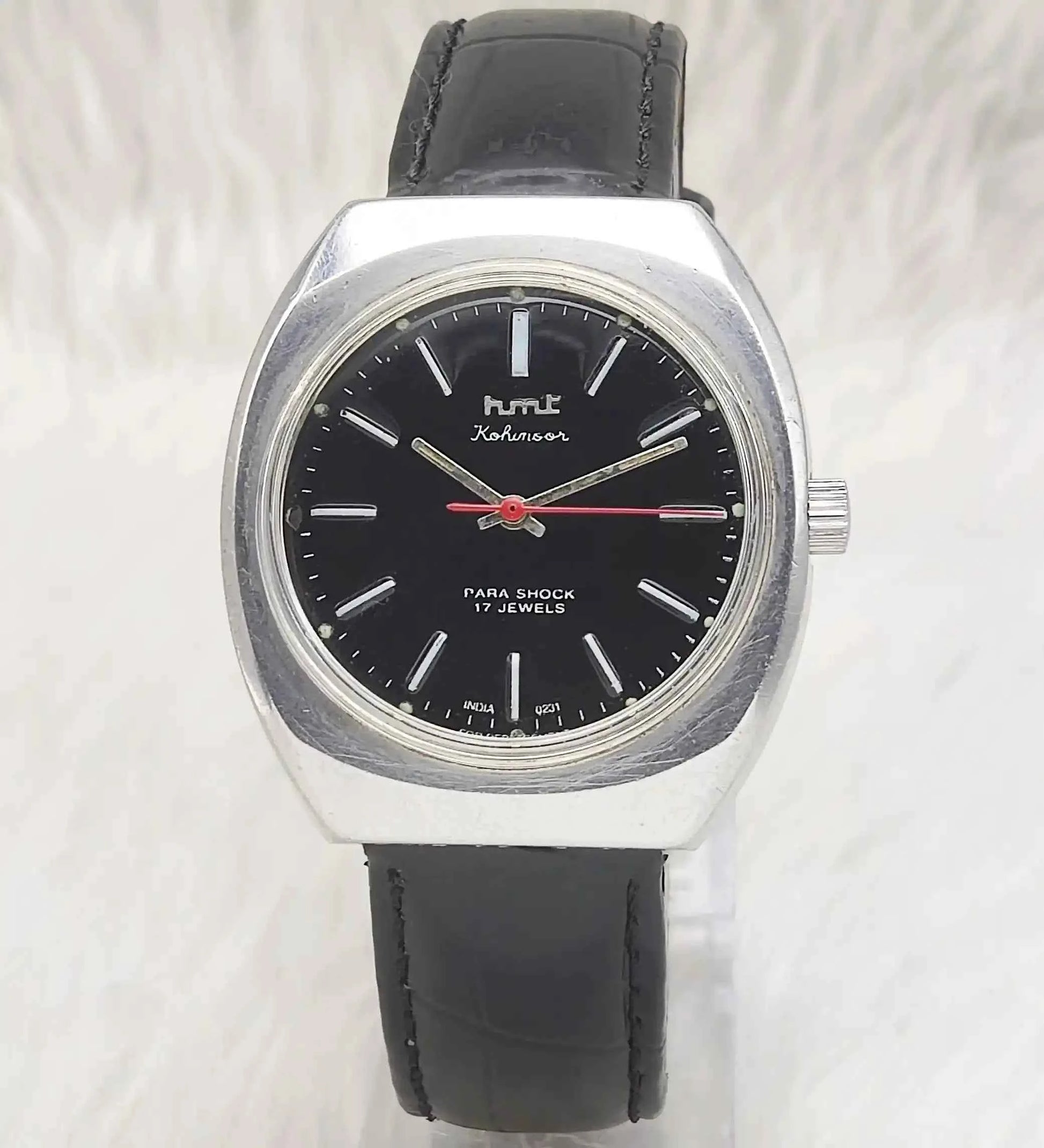 HMT Kohinoor 17 Jewels Black Dial Handwinding Stick Indices Watch