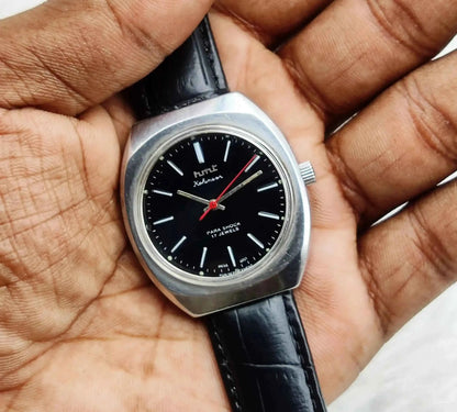 HMT Kohinoor 17 Jewels Black Dial Handwinding Stick Indices Watch