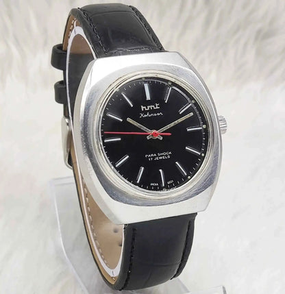 HMT Kohinoor 17 Jewels Black Dial Handwinding Stick Indices Watch
