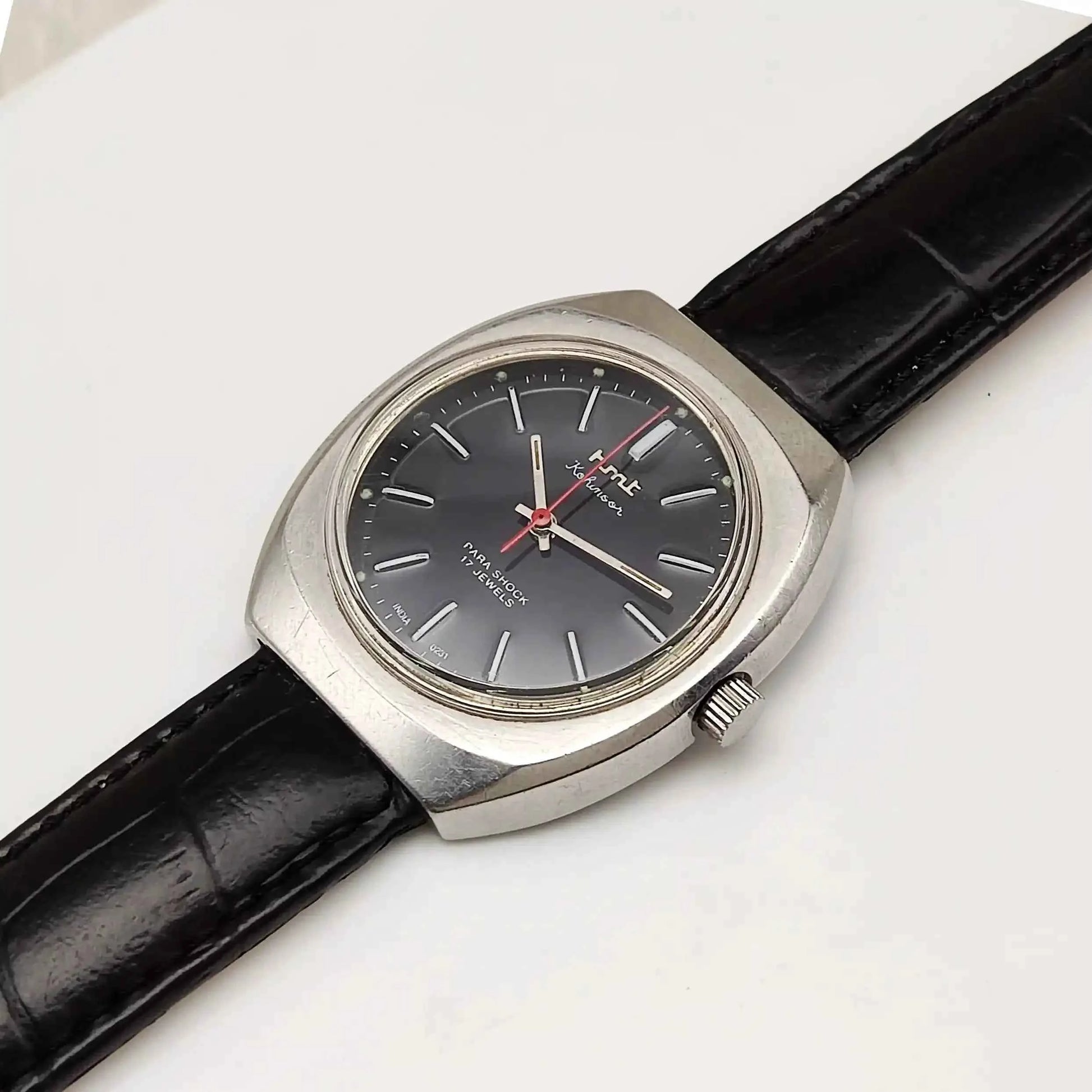 HMT Kohinoor 17 Jewels Black Dial Handwinding Stick Indices Watch