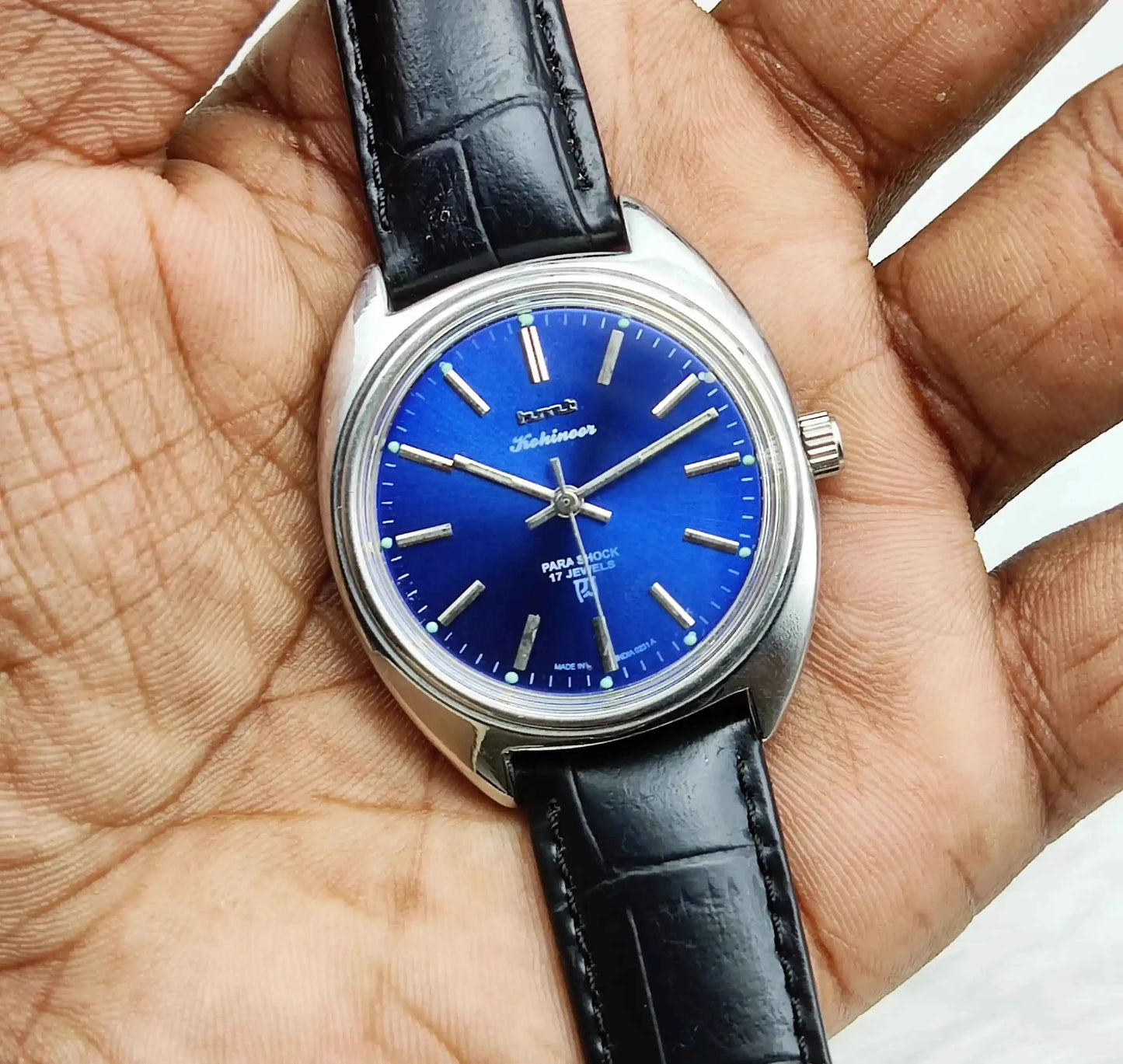 HMT Kohinoor 17 Jewels Blue Dial Handwinding Stick Indices 0231