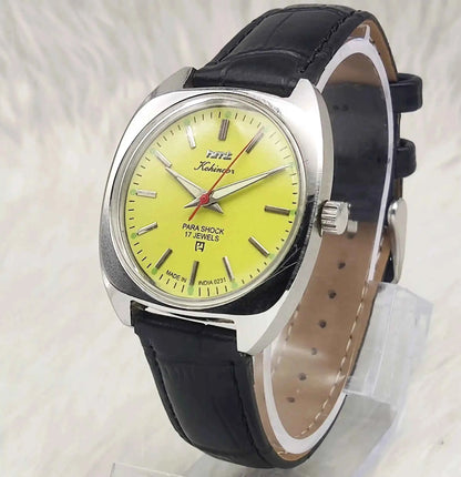 HMT Kohinoor 17 Jewels Lemon Color Dial Handwinding Stick Indices Radium Hands