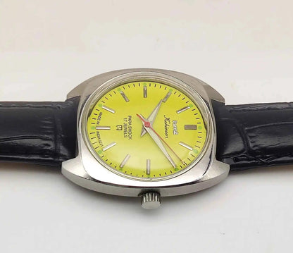 HMT Kohinoor 17 Jewels Lemon Color Dial Handwinding Stick Indices Radium Hands