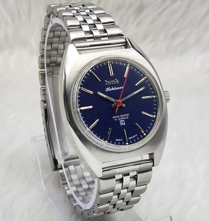 HMT Kohinoor 17 Jewels Stick Indices Blue Dial Handwinding