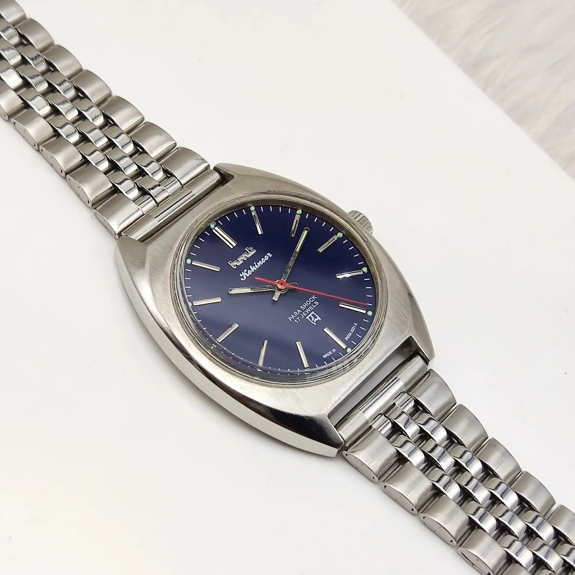 HMT Kohinoor 17 Jewels Stick Indices Blue Dial Handwinding