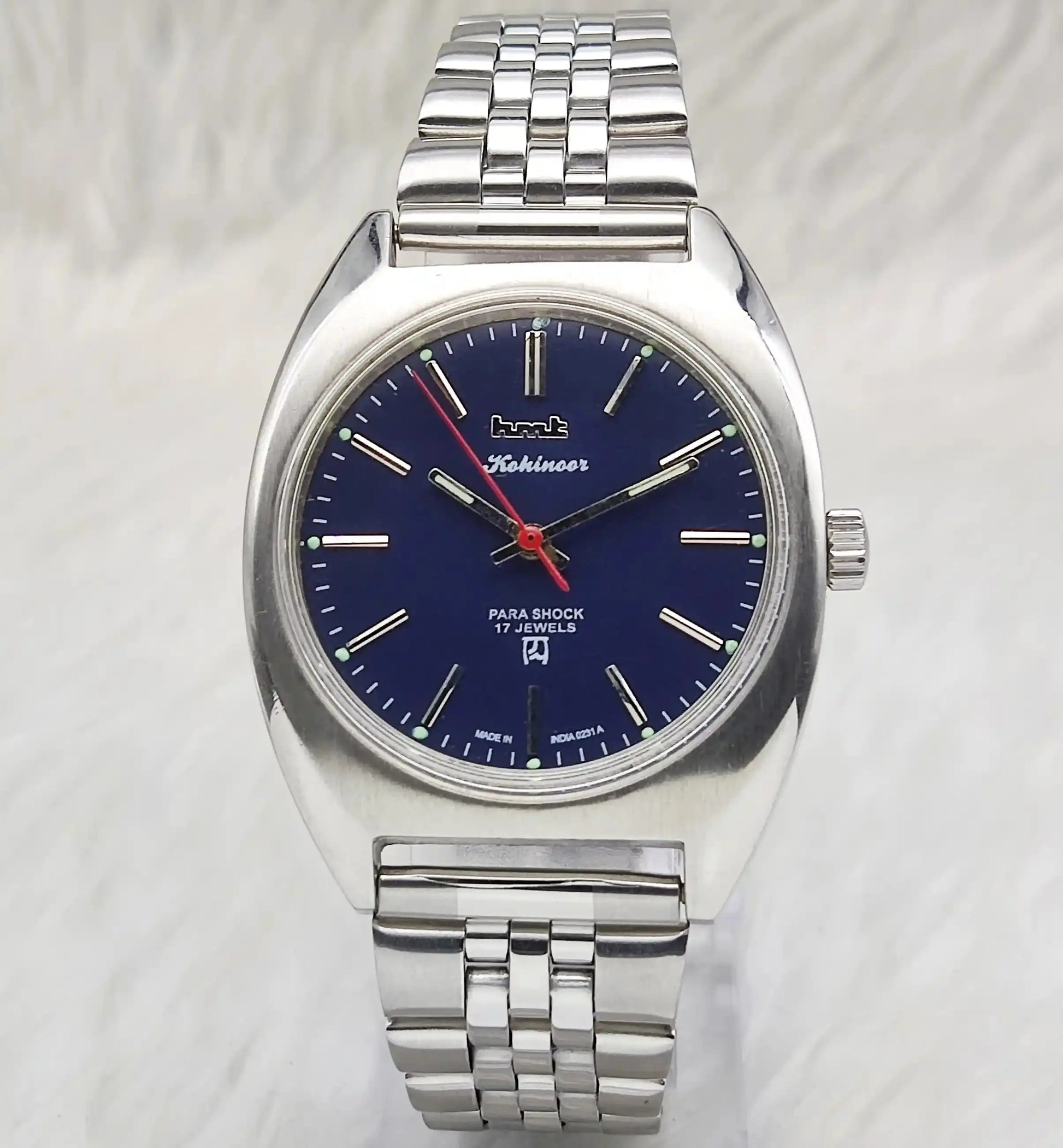 HMT Kohinoor 17 Jewels Stick Indices Blue Dial Handwinding