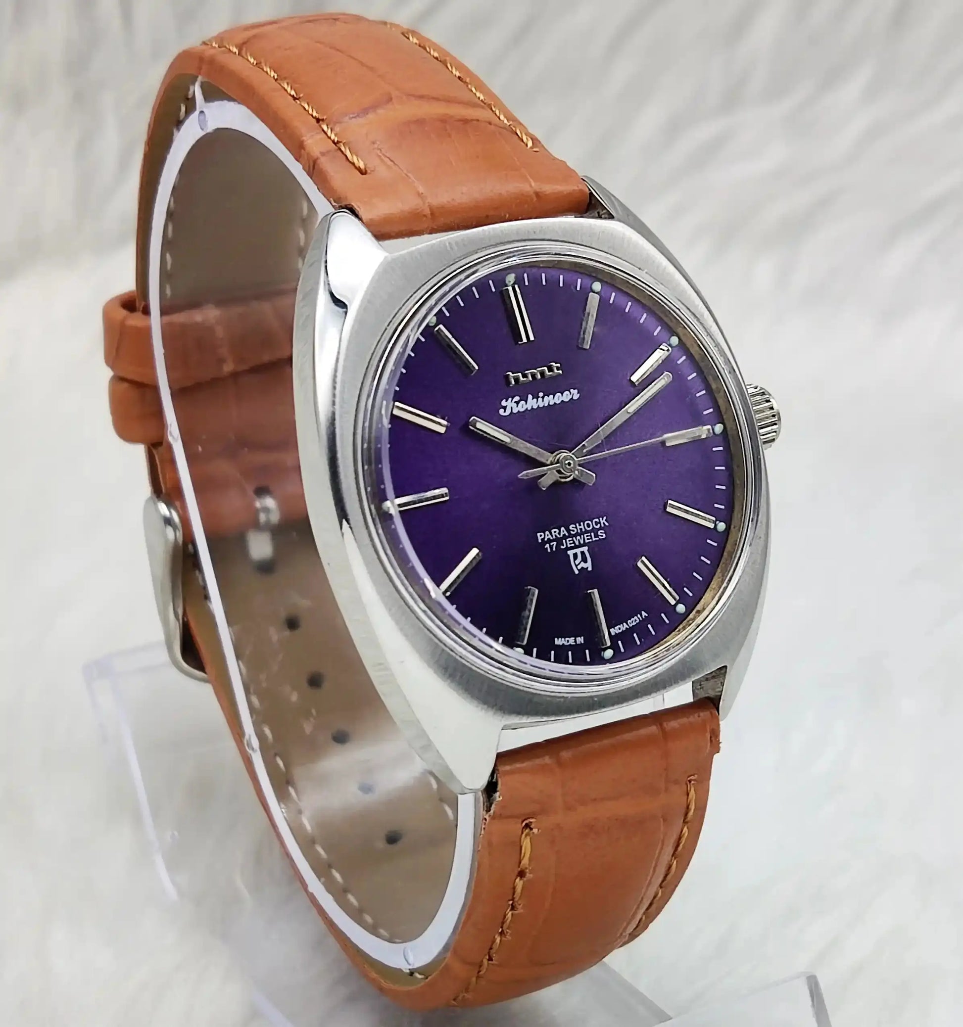 HMT Kohinoor 17 Jewels Stick Indices Handwinding Purple Dial Watch