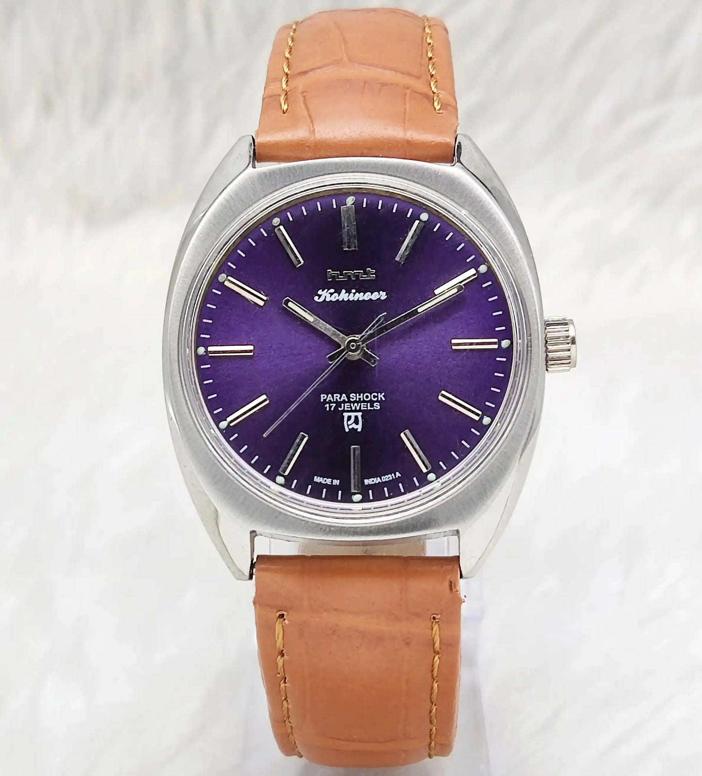 HMT Kohinoor 17 Jewels Stick Indices Handwinding Purple Dial Watch