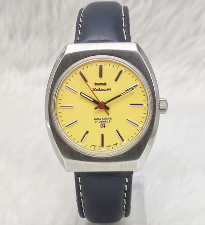 HMT Kohinoor 17 Jewels Stick Indices Handwinding Yellow Dial
