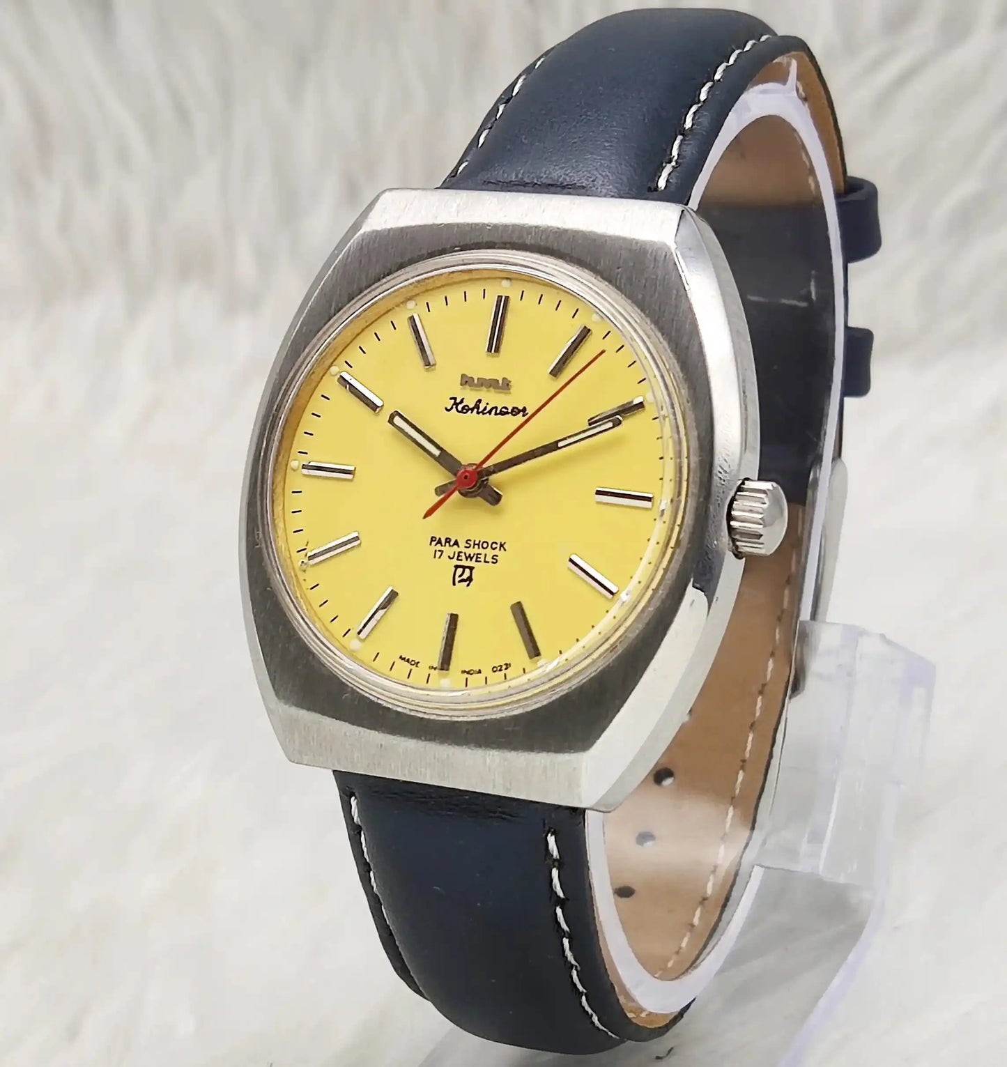 HMT Kohinoor 17 Jewels Stick Indices Handwinding Yellow Dial
