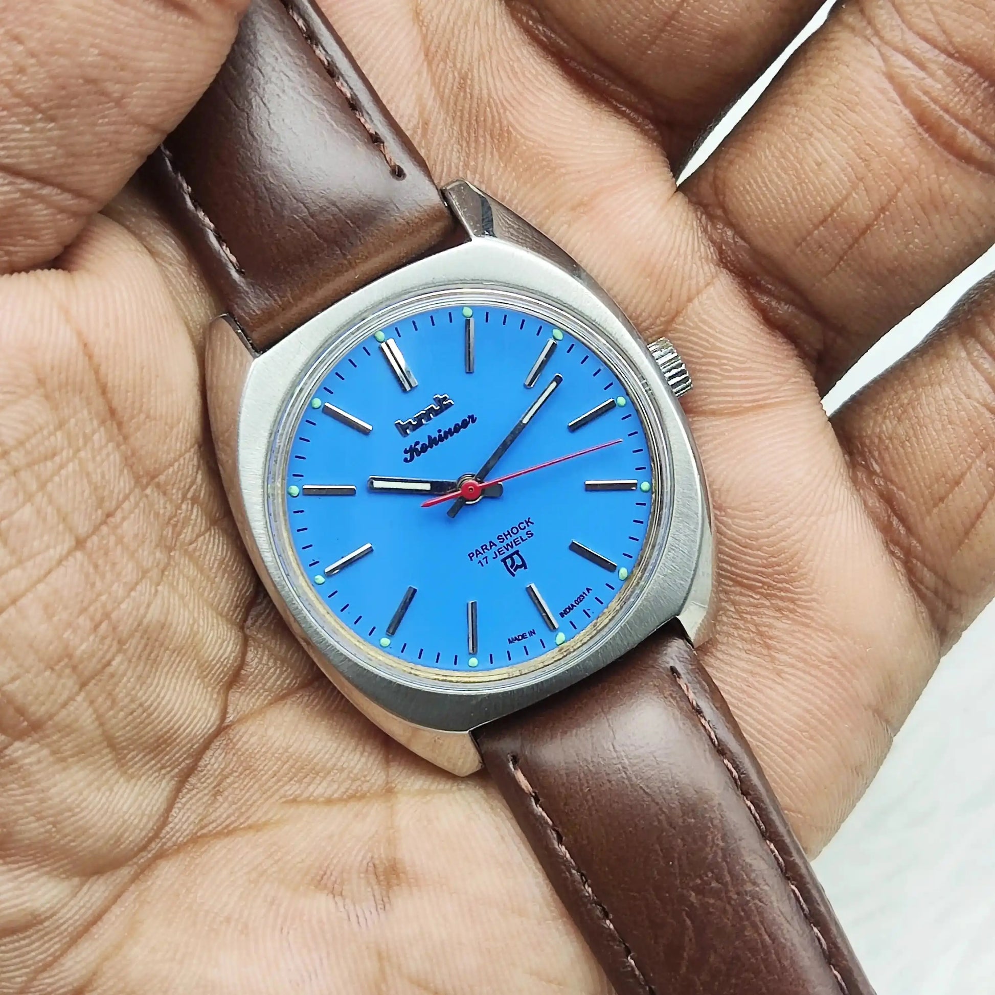 HMT Kohinoor 17 Jewels Stick Indices Sky Blue Dial Handwinding