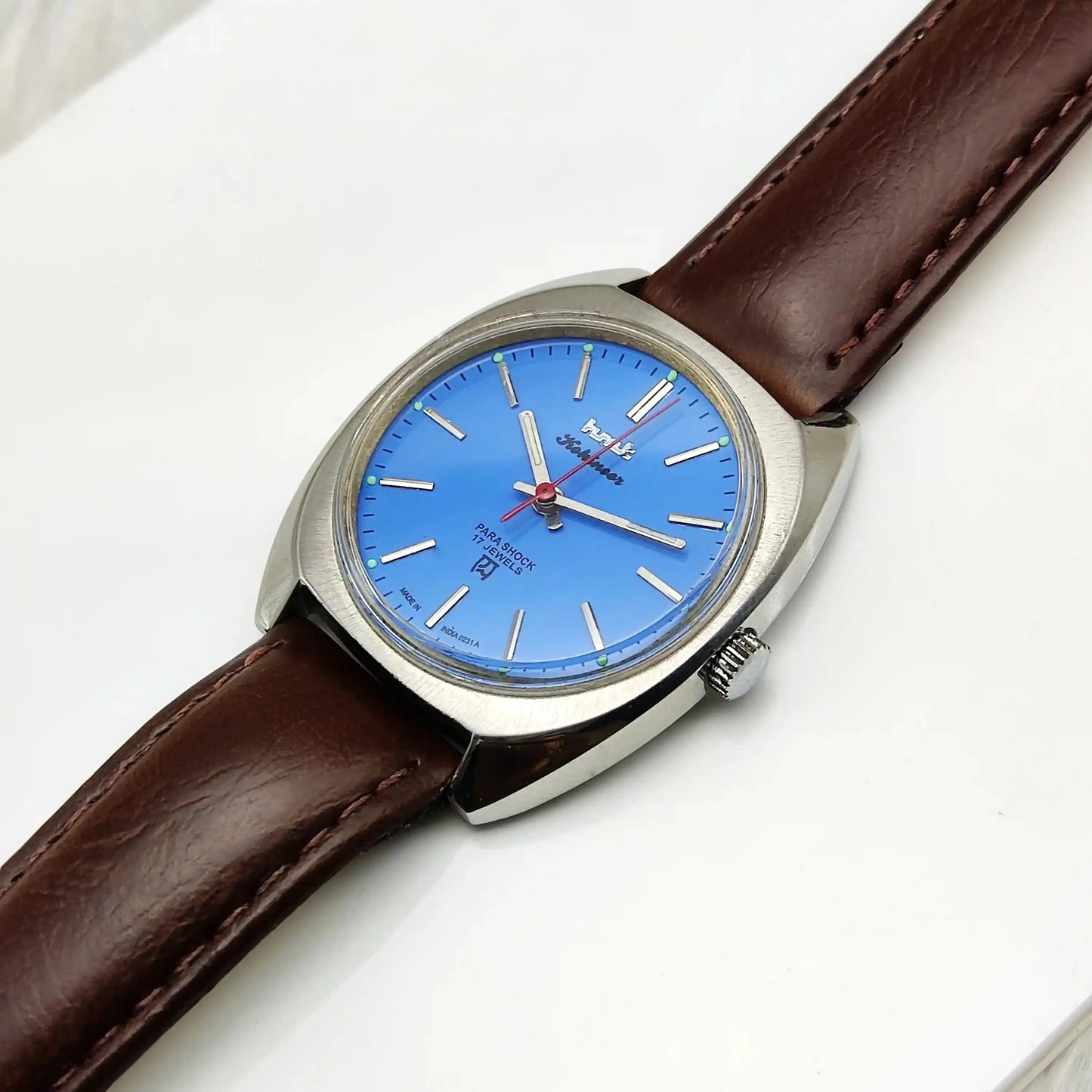 HMT Kohinoor 17 Jewels Stick Indices Sky Blue Dial Handwinding