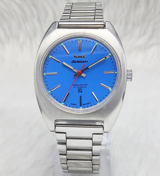 HMT Kohinoor 17 Jewels Stick Indices Sky Blue Dial Handwinding