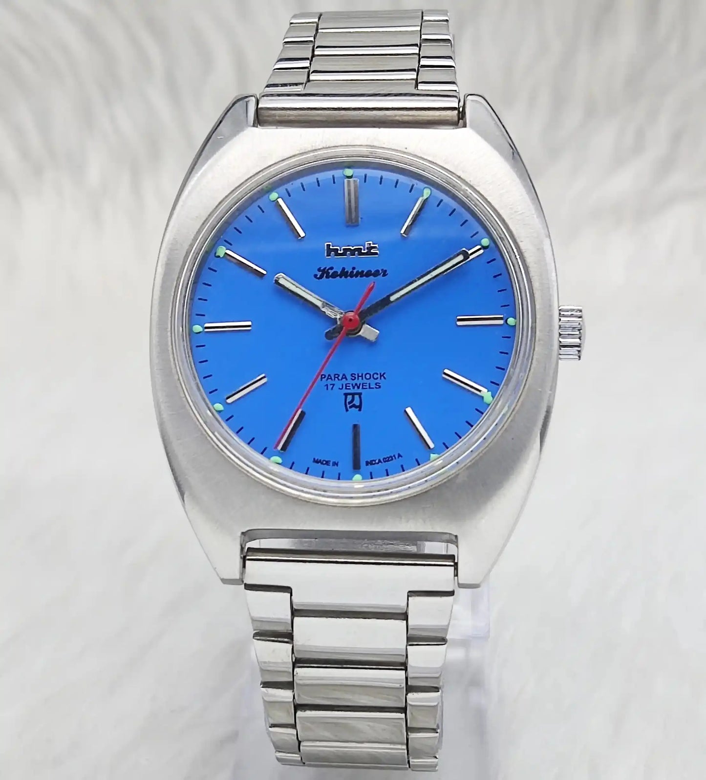 HMT Kohinoor 17 Jewels Stick Indices Sky Blue Dial Handwinding