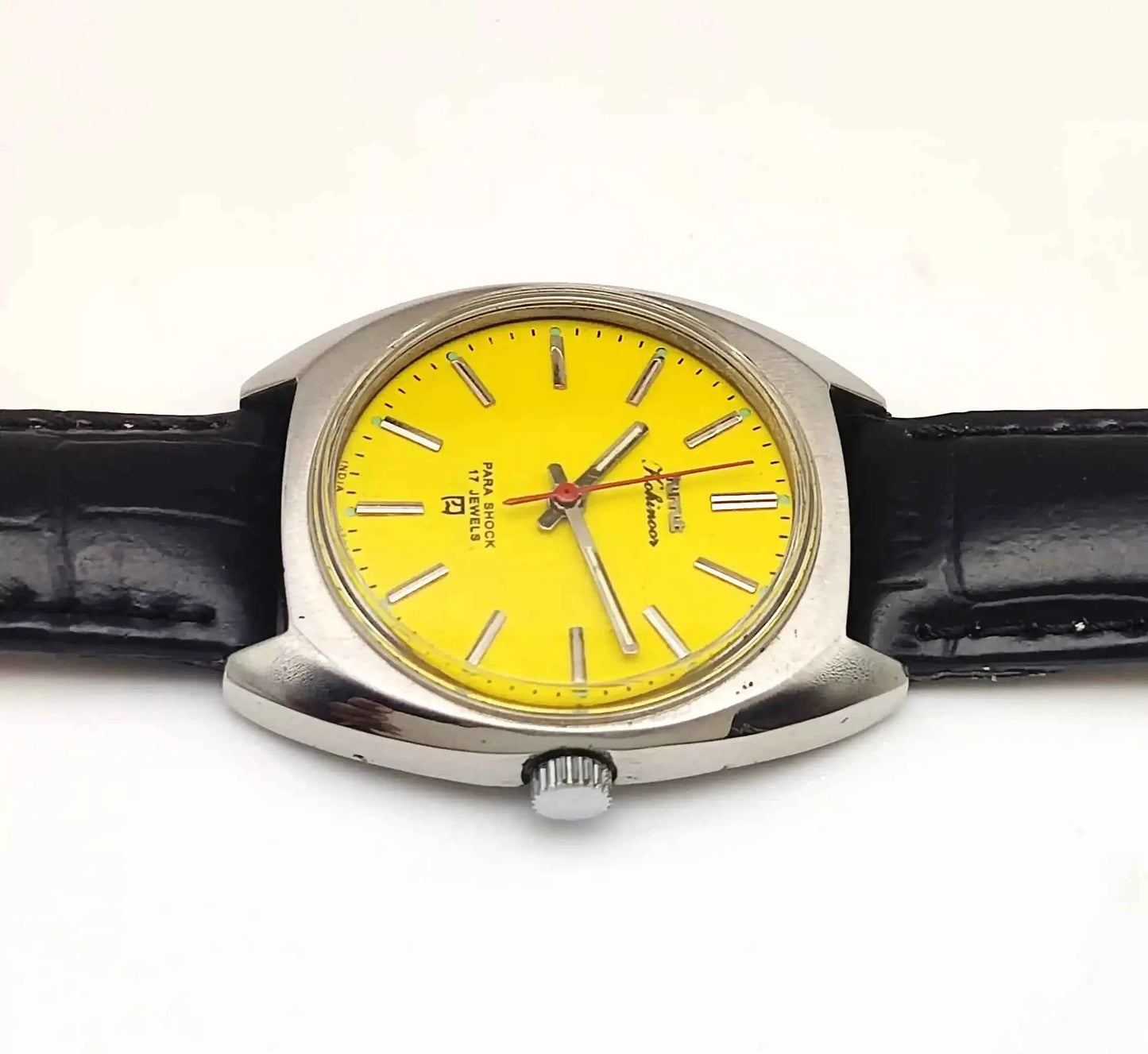 HMT Kohinoor 17 Jewels Stick Indices Yellow Dial Handwinding