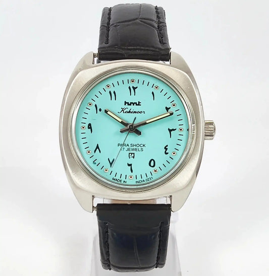 HMT Kohinoor Arabic Font 17 Jewels Turquoise Dial Handwinding Discover-Diamonds Physical