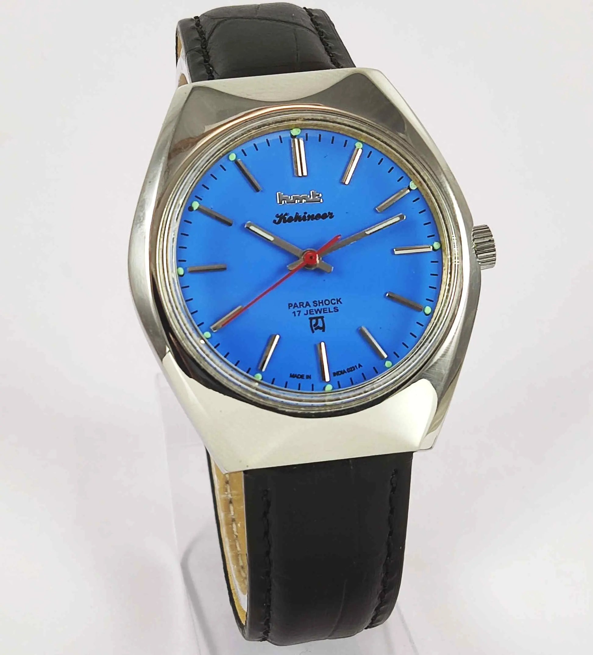 HMT Kohinoor Blue Dial Para Shock 17 Jewels Mechanical Handwinding Men's Watch 0231 Discover-Diamonds