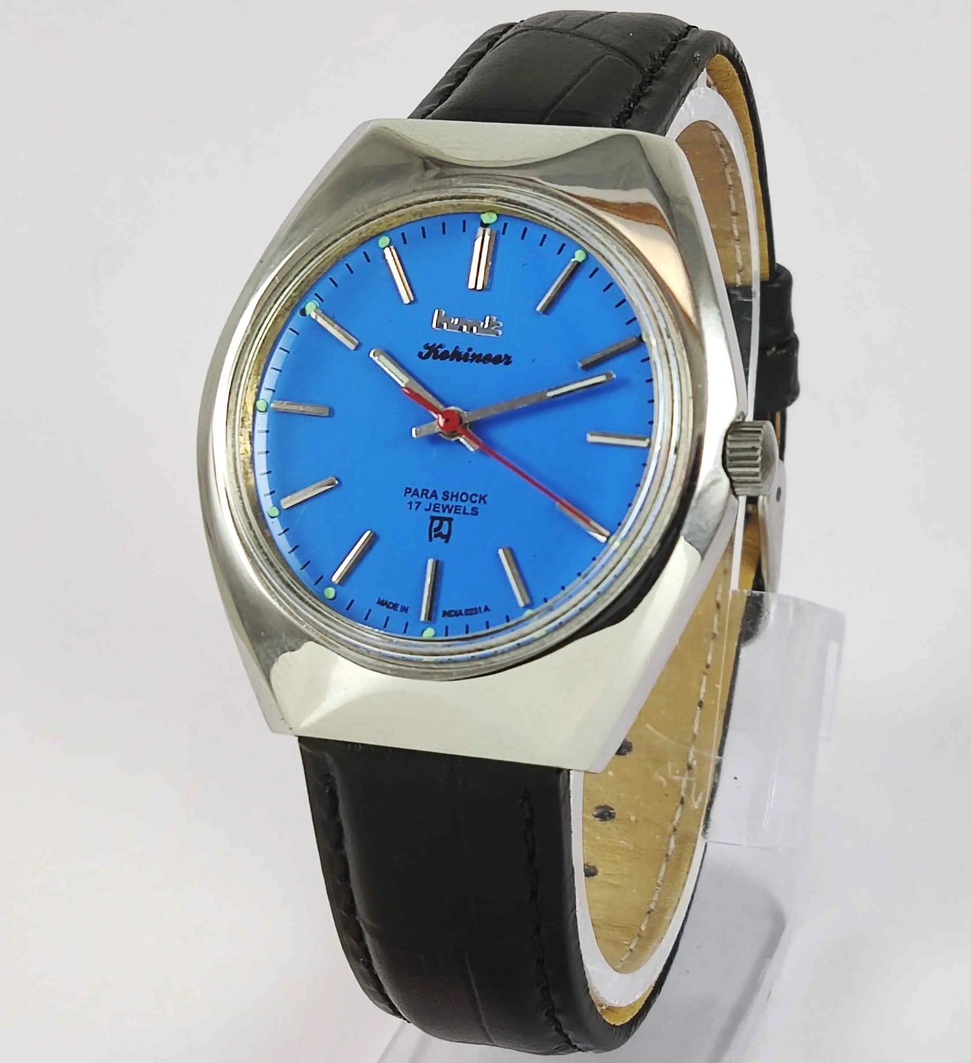HMT Kohinoor Blue Dial Para Shock 17 Jewels Mechanical Handwinding Men's Watch 0231 Discover-Diamonds