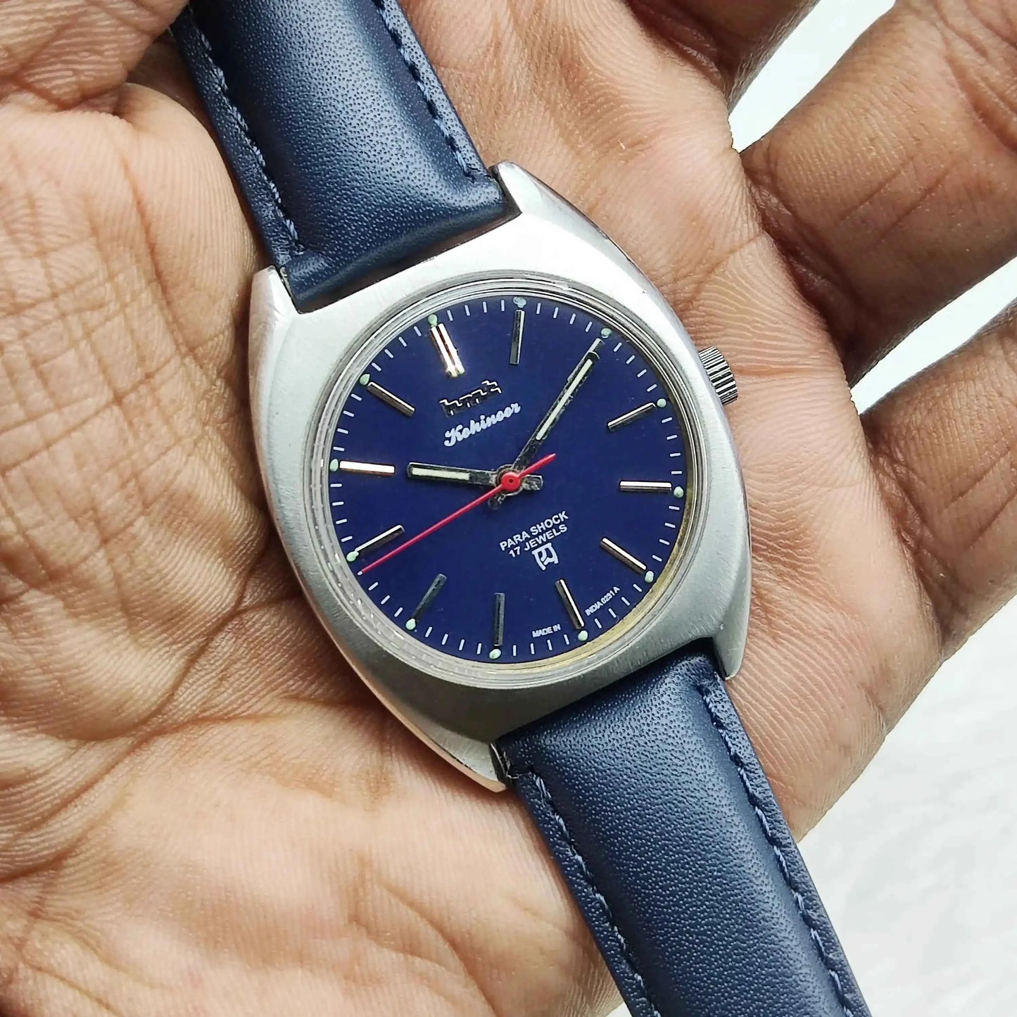 HMT Kohinoor Blue Stick Indices Dail 17 Jewels Handwindig