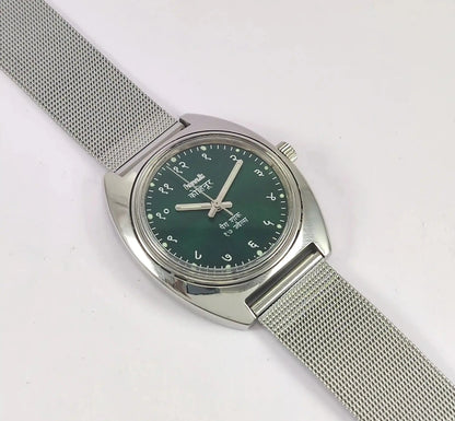 HMT Kohinoor Devanagari Font Green Dial 17 Jewels Para Shock Discover-Diamonds