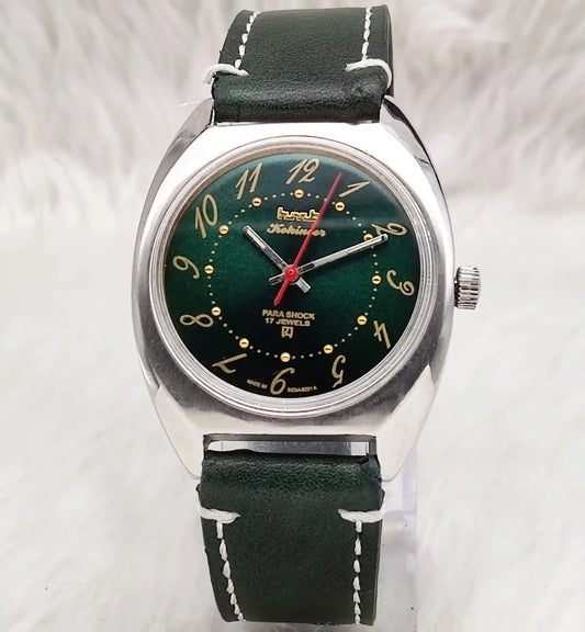 HMT Kohinoor English Numerals Green Dial Handwinding Discover-Diamonds Physical