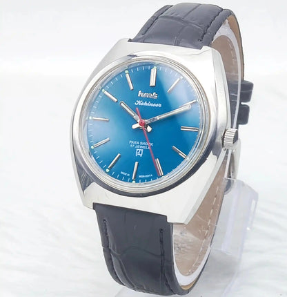 HMT Kohinoor Handwinding 17 Jewels Peacock Blue Dial - Discover-Diamonds