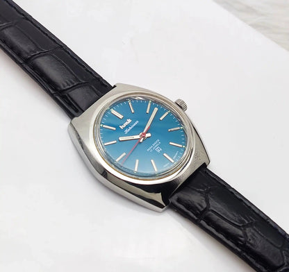 HMT Kohinoor Handwinding 17 Jewels Peacock Blue Dial - Discover-Diamonds