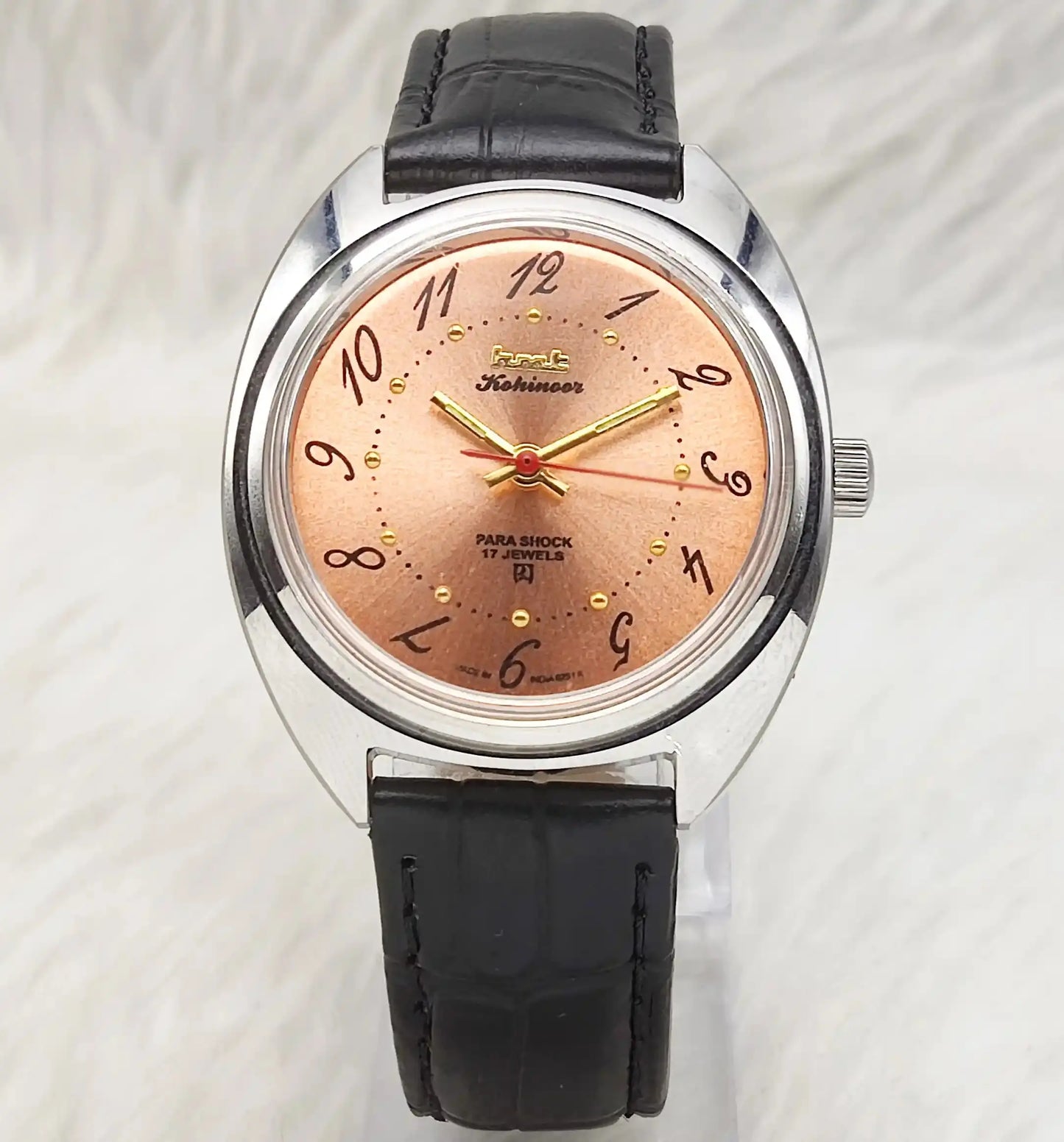 HMT Kohinoor Orange English Numerals Dial Handwinding 17 Jewels