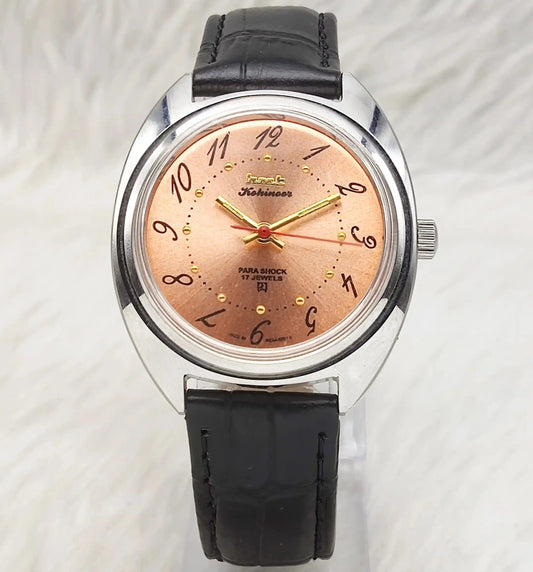 HMT Kohinoor Orange English Numerals Dial Handwinding 17 Jewels