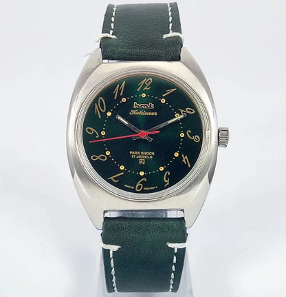 HMT Kohinoor Para Shock 17 Jewels English Numerals Green Dial Handwinding Discover-Diamonds Physical