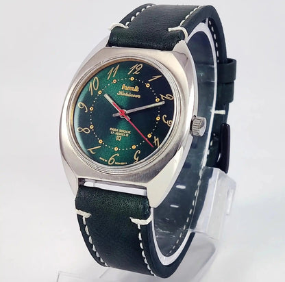 HMT Kohinoor Para Shock 17 Jewels English Numerals Green Dial Handwinding Discover-Diamonds Physical