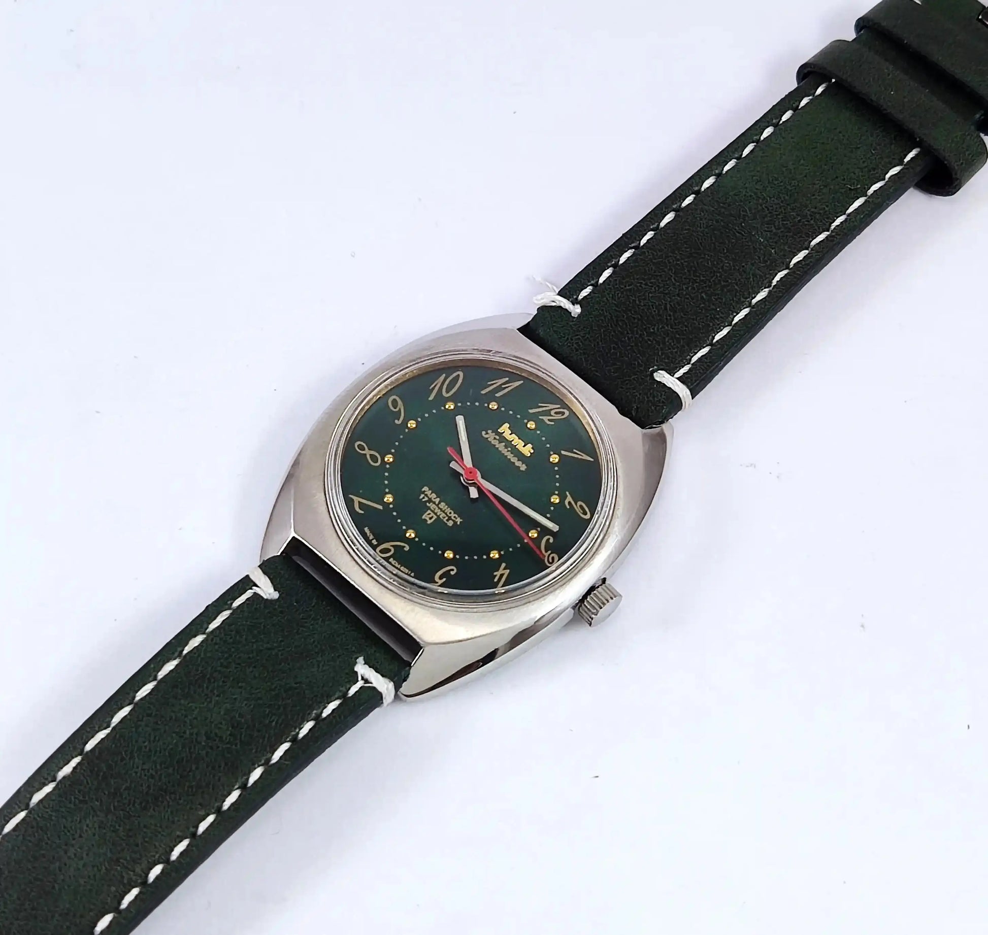HMT Kohinoor Para Shock 17 Jewels English Numerals Green Dial Handwinding Discover-Diamonds Physical