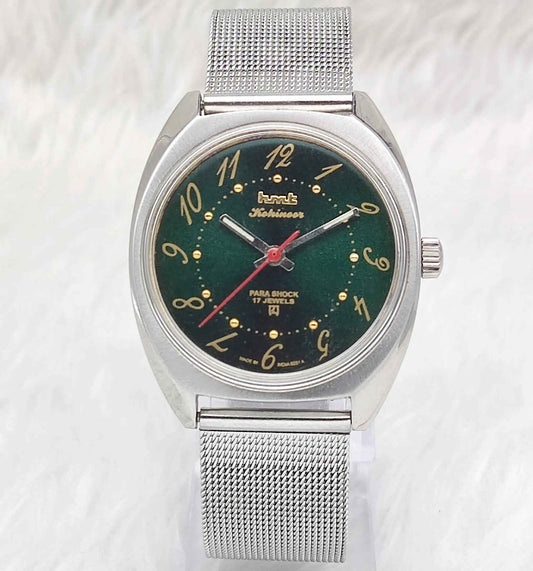 HMT Kohinoor Para Shock 17 Jewels Green Dial Handwinding English Numerals