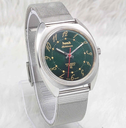 HMT Kohinoor Para Shock 17 Jewels Green Dial Handwinding English Numerals