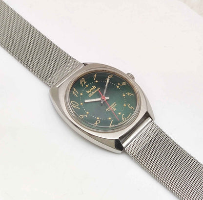 HMT Kohinoor Para Shock 17 Jewels Green Dial Handwinding English Numerals