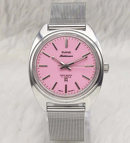 HMT Kohinoor Para Shock 17 Jewels Pink Dial Stick Indices Handwinding Watch