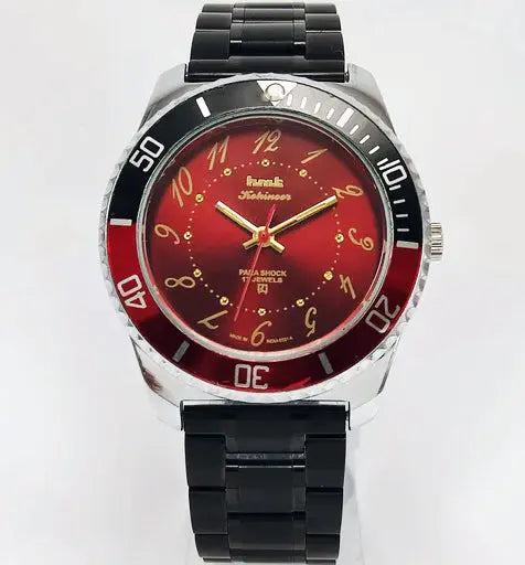 HMT Kohinoor Para Shock 17 Jewels Red Dial Transparent Back Mechanical Handwinding Men's Watch 0231