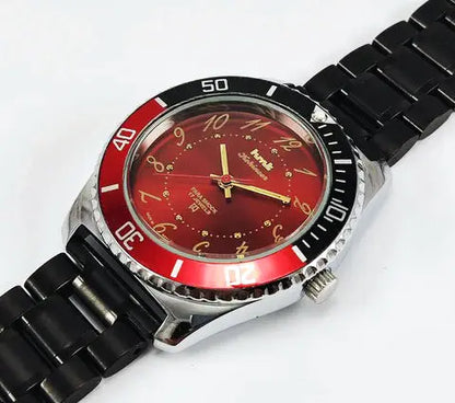 HMT Kohinoor Para Shock 17 Jewels Red Dial Transparent Back Mechanical Handwinding Men's Watch 0231 Discover-Diamonds