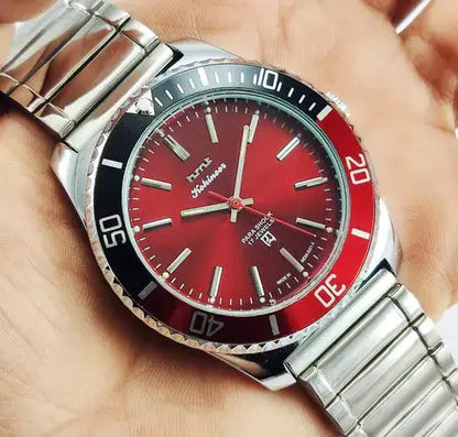 HMT Kohinoor Para Shock 17 Jewels Red Dial Transparent Back Mechanical Handwinding Men's Watch 0231 Discover-Diamonds