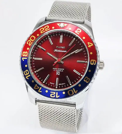 HMT Kohinoor Para Shock 17 Jewels Transparent Back Red Dial Mechanical Handwinding Men's Watch 0231