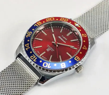 HMT Kohinoor Para Shock 17 Jewels Transparent Back Red Dial Mechanical Handwinding Men's Watch 0231
