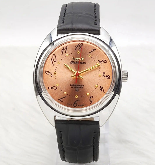 HMT Kohinoor Peach Color 17 Jewels Transparent Back Handwinding Discover-Diamonds Physical