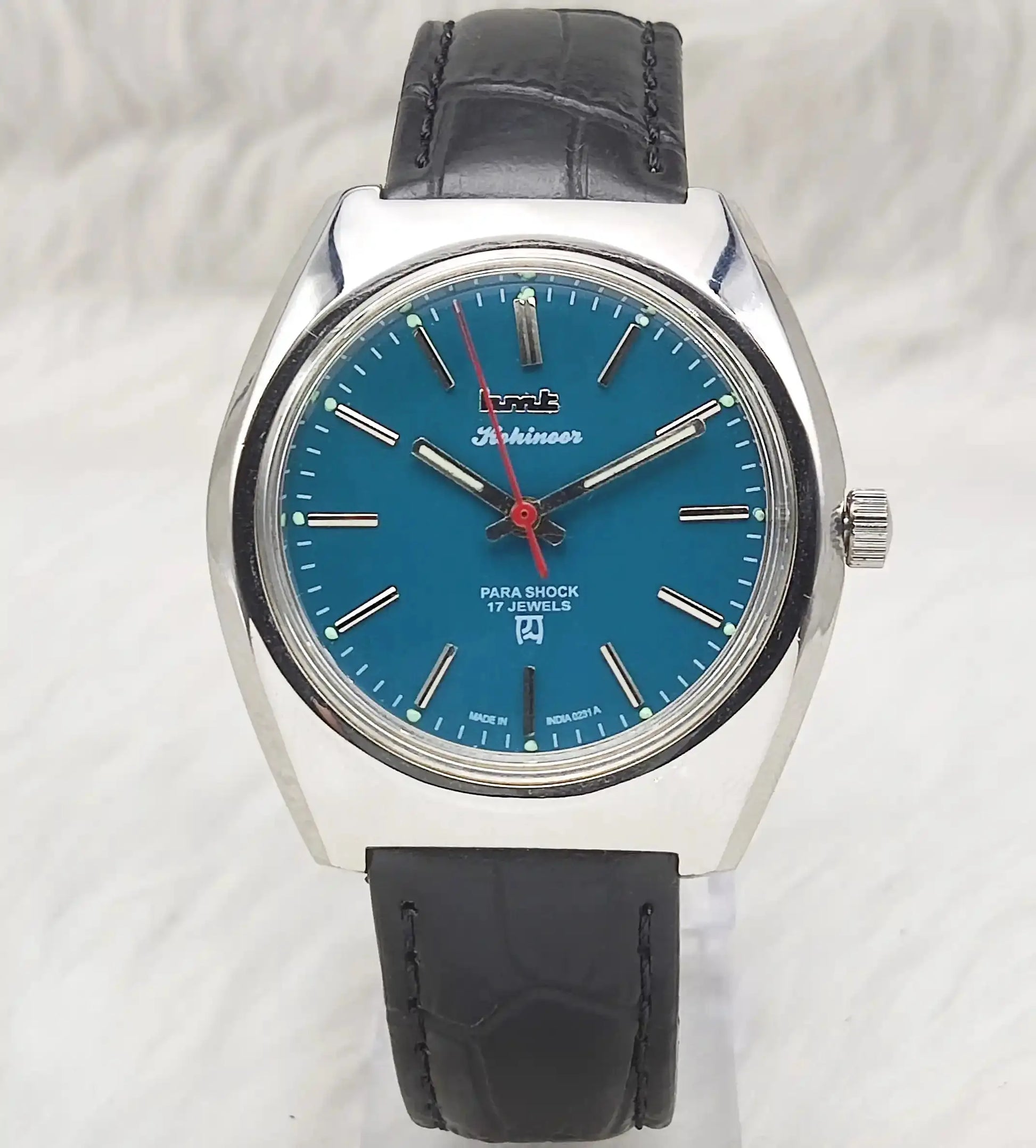 HMT Kohinoor Peacock Green Para Shock 17 Jewels Stick Indices Handwinding Watch