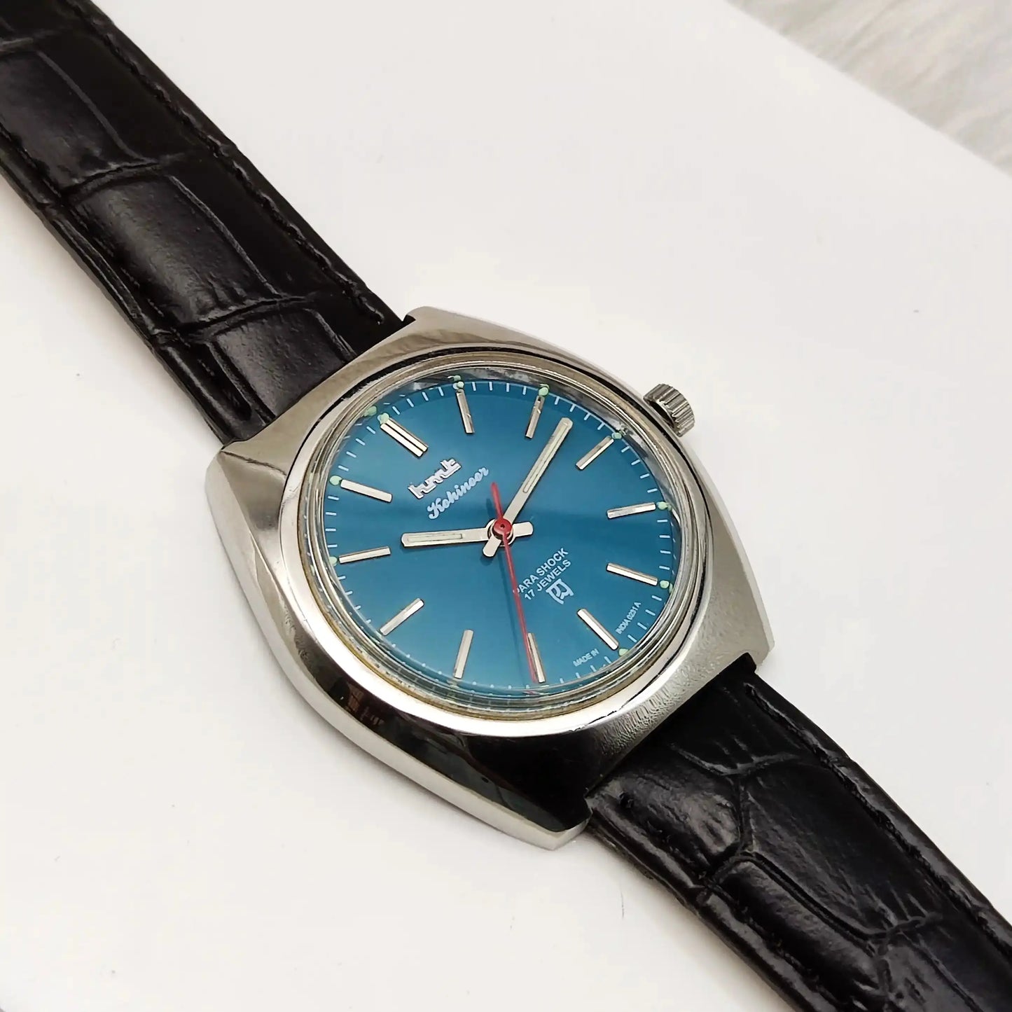 HMT Kohinoor Peacock Green Para Shock 17 Jewels Stick Indices Handwinding Watch