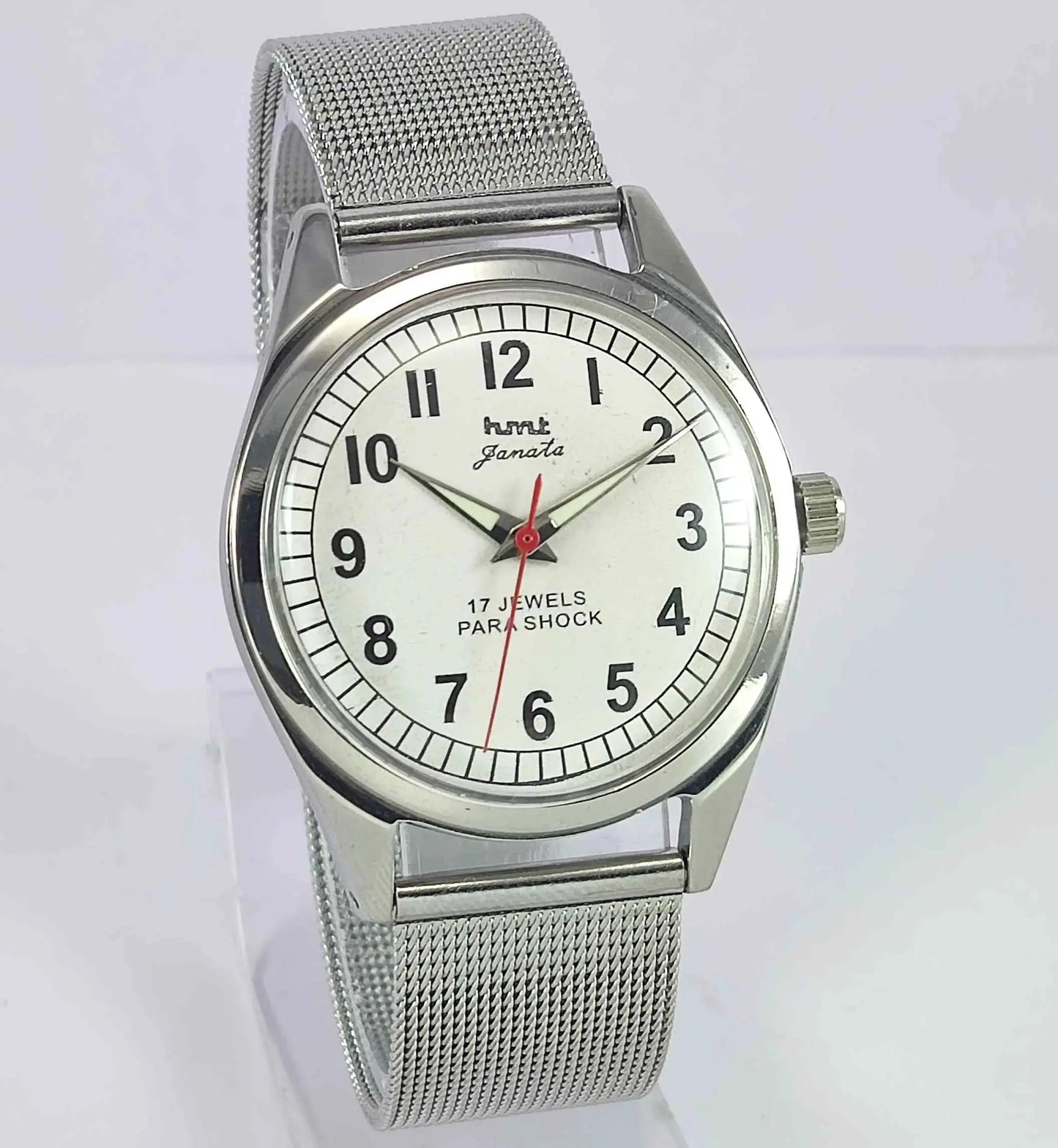 HMT Janata Para Shock 17 Jewels White Numerial Dial Men's Wrist Watch Discover-Diamonds