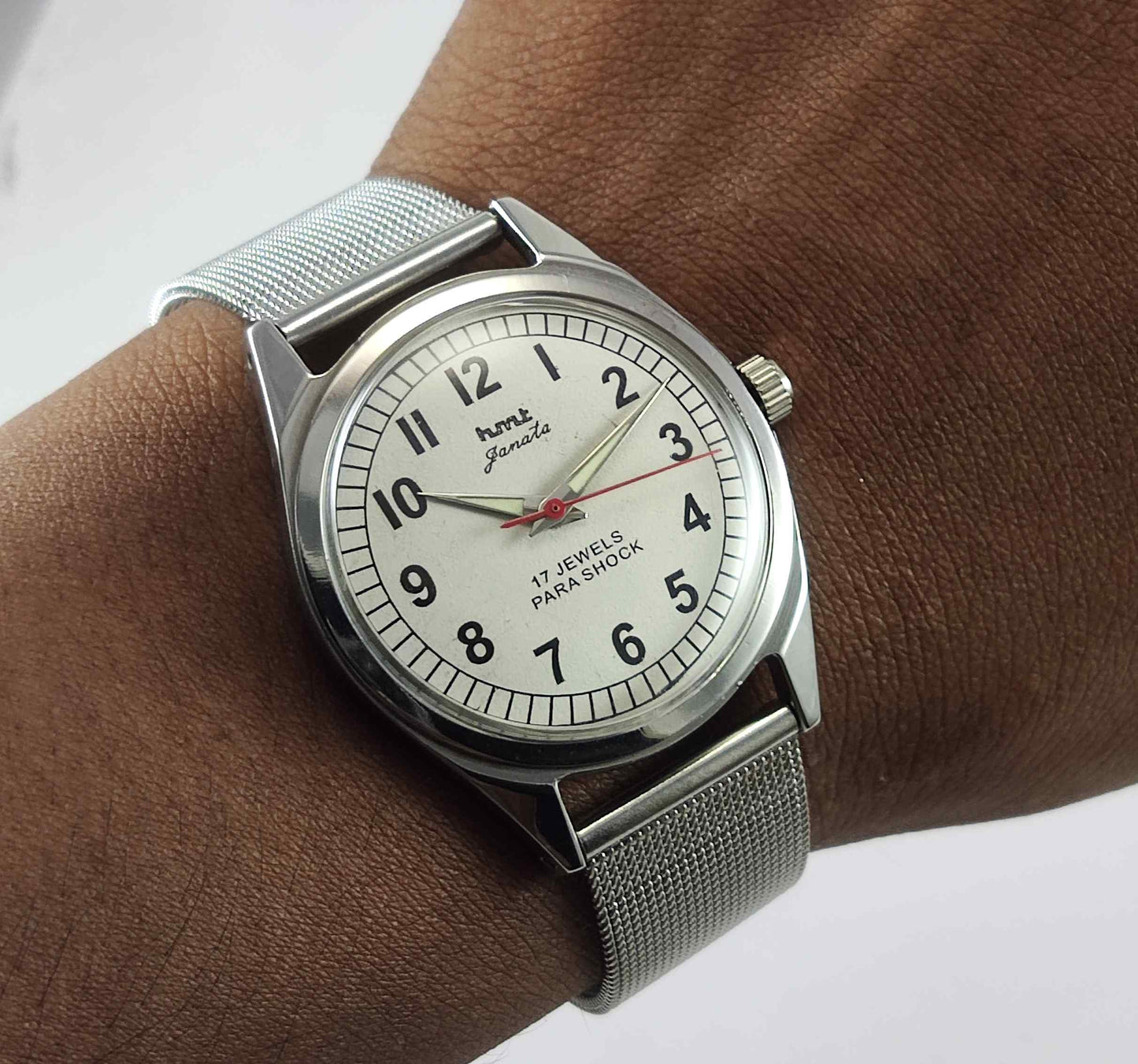 HMT Janata Para Shock 17 Jewels White Numerial Dial Men's Wrist Watch Discover-Diamonds